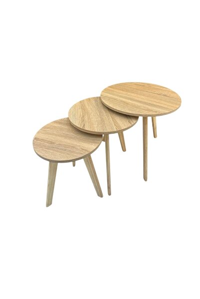 Al Saada Home Wooden Service Table Set - 3 Pieces