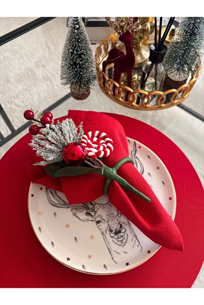 Ayd Home 6-Piece Candy Christmas Napkin Ring Berry Christmas Napkin Holder New Year Christmas Decor Tableware Display