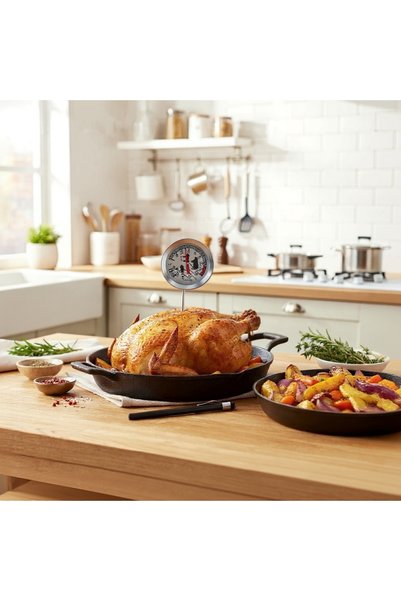 ISO TRADE Termometru analogic de carne cu sondă de 13 cm – măsurători precise pentru grătar si afumare