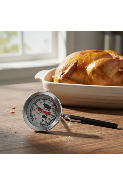 ISO TRADE Termometru analogic de carne cu sondă de 13 cm – măsurători precise pentru grătar si afumare