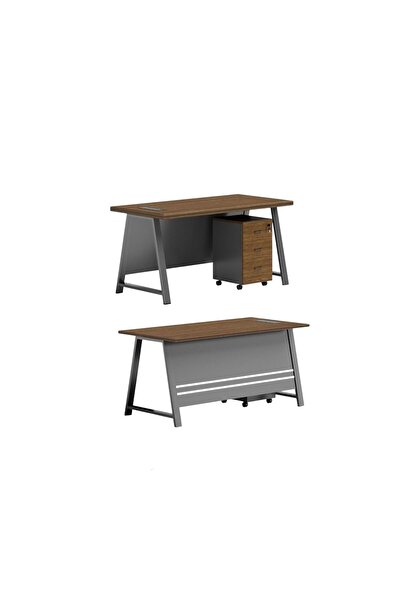 Al Saada Home Wooden Office Desk - Brown Grey - 140×70×75 cm