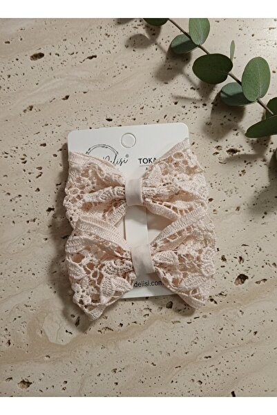 Toka Delisi El Yapımı Somon Dantel İkili Kombin Fiyonk Toka, Doğum Günü Davet...