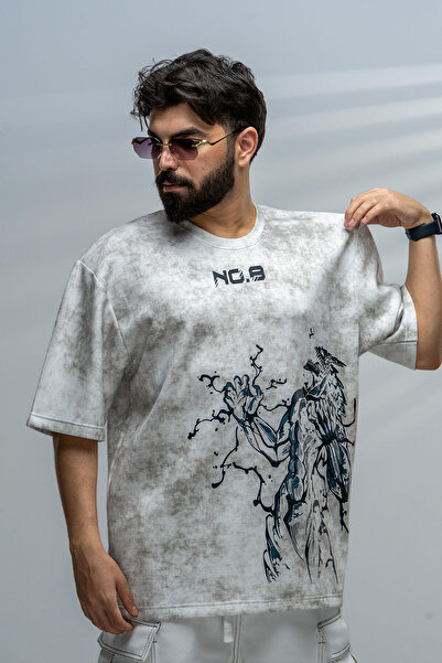 saneafn White T-shirt with Monster 8 character design