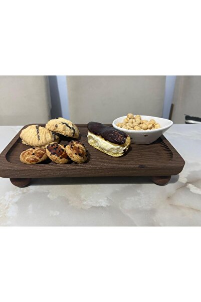 Demwood 12x22 Ebatında Amber Rengi Ahşap Sunumluk, Yağlık standı, Dekoratif Kase