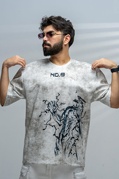 saneafn White T-shirt with Monster 8 character design