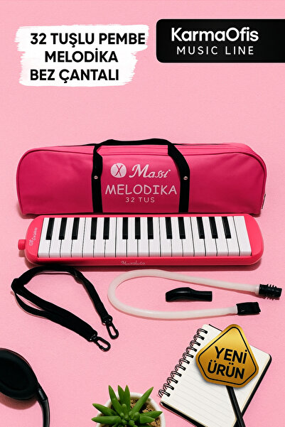 KarmaOfis 32 Tuşlu Pembe Melodika Bez Çantalı