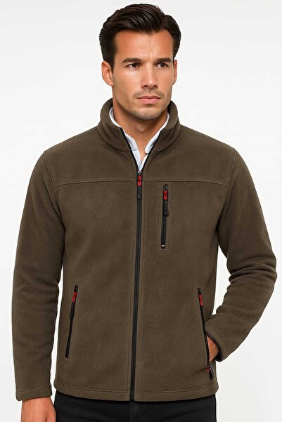 VEGA PORT Unisex khaki bato límec Full Zip 3 Pocket Outdoor fleece bunda