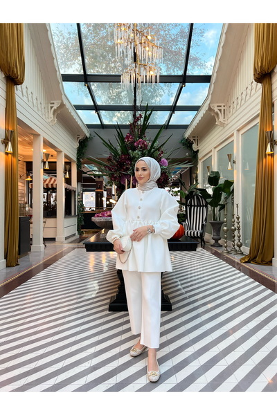 SSDESİNG Σετ κρεπ με κουμπιά από λευκή πέτρα