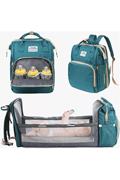 Mense Rucsac multifuncțional pentru scutece pentru bebeluși cu pătuț extensibil - Verde