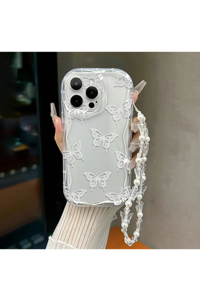 FİŞNEİLETİŞİM حافظة متوافقة مع آيفون 16 برو ماكس بنمط الفراشة مع حلية