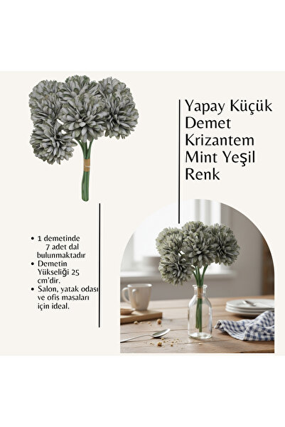 Çınar çiçekçilik Mini Yapay Çiçek 7'li Krizantem Kar Topu Demet – 7 Renk Seçe...