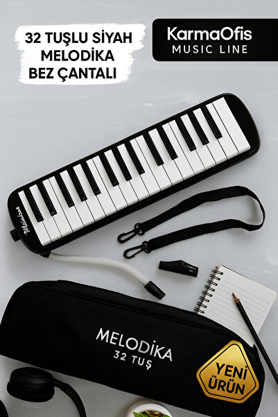 KarmaOfis 32 Tuşlu Mavi Melodika Bez Çantalı