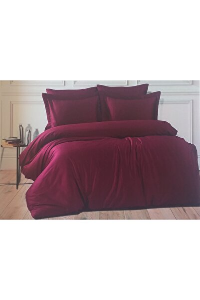 NEVRESİMDESİNG Set de lenjerie de pat cu cearșaf dublu elastic - Roșu Claret