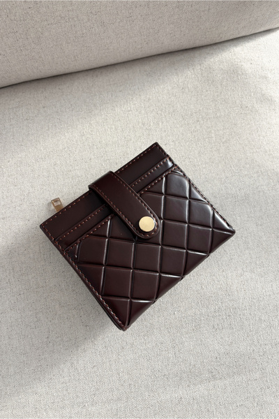 Yuka Atelier Ruby Medium Quilted Detailed Faux Leather Wallet