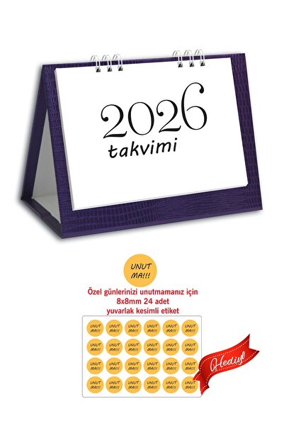 cabuk baskı Takvim, Güzel Sözler Masa Takvimi Üçgen Takvim, Spiralli Masa Takvimi Mor