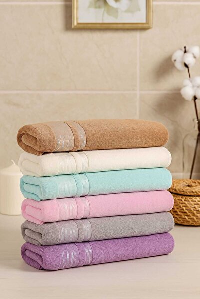 Mela Home Set de 6 prosoape pentru mâini și față cu model bambus 50*90 cm - pentru dote - cadou - prosoape de bucătărie bumbac 100%