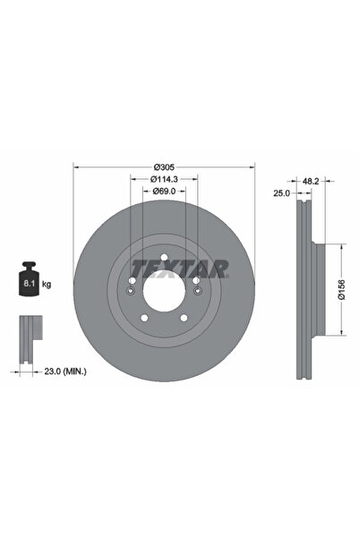 TEXTAR Disc Frana Hyundai Elantra 7 Limuzina/Sonata 8 Hyundai (Beijing) Sonat...