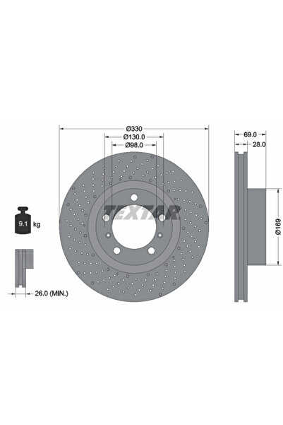 TEXTAR Disc Frana Porsche 911/Boxster/Cayman
