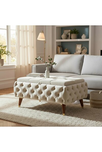 Numa ELLA PUF & BENCH 90X45 CM ÖLÇÜLÜ (SANDIKLI & DÜĞMELİ MODEL )