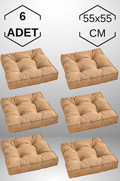 MoMMe 6 Adet Yer Minderi, Kare Yer Koltuk Minderi Büyük Sandalye Minderi, Bal...