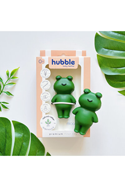 Hubble Bebek Diş Kaşıyıcı Ve Oyuncak - Kurbağa Şekilli Dişlik (%100 DOĞAL KAUÇUK)