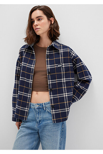 Mavi Μπλε ναυτικό καρό πουκάμισο Loose Fit / Χαλαρή Άνετη Κοπή 1211296-91233