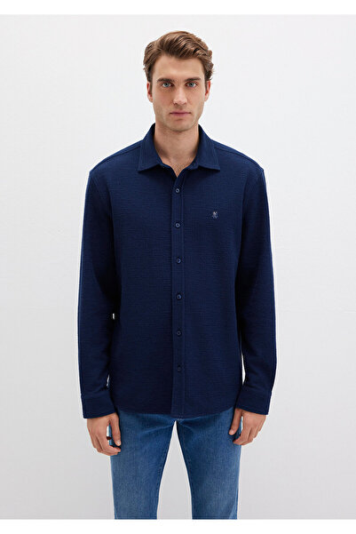 Mavi M Logo Nakışlı Lacivert Örme Gömlek Regular Fit / Normal Kesim 0211789-70497
