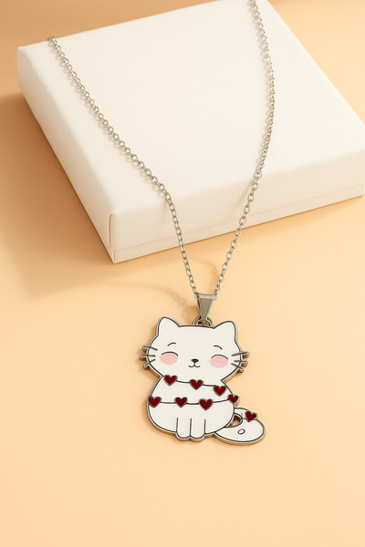 MakeWell Kedi Tasarımlı Çocuk Genç Kolyeleri Arkadaşlık Kolyesi