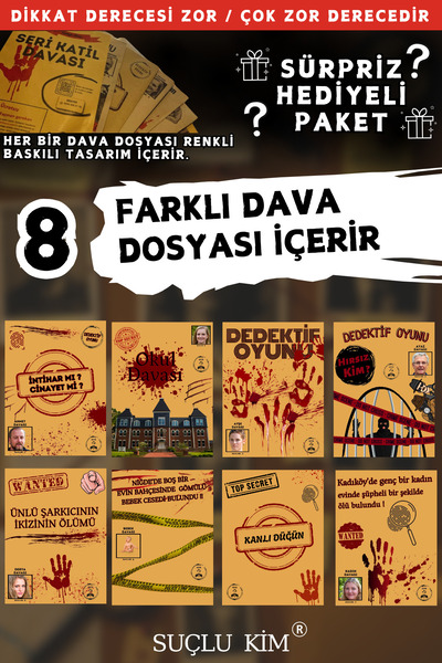 Suçlu Kim Dedektiflik Suç Çözümleme-suçluyu Bulma-dedektif Oyunu-cinayet Çözme-dedektif Oyunu-kutu Oyunu-8'li.
