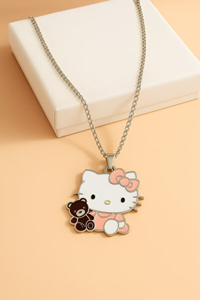 MakeWell Hello Kity Cinnammaroll Tasarımlı Gümüş Renkli Çocuk Kolyeleri