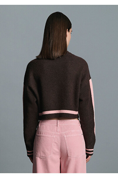 Mavi Striped Detailed Brown Sweater Crop / Short Cut 1710876-70251