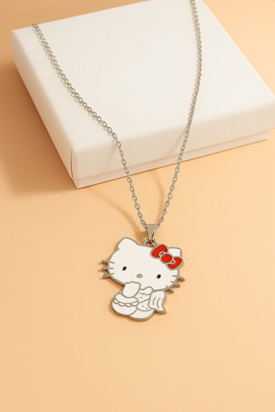 MakeWell Hello Kity Tasarımlı Çocuk Genç Kolyeleri Arkadaşlık Kolyesi