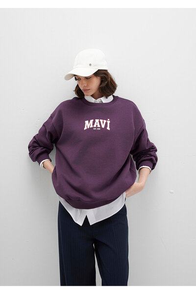 Mavi Μωβ φούτερ με τυπωμένο λογότυπο 1S10372-70635