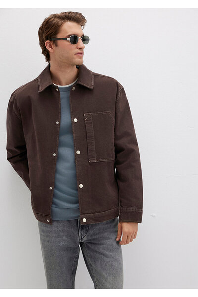 Mavi Подробна кафява риза с джобове, широка кройка 0211779-70219