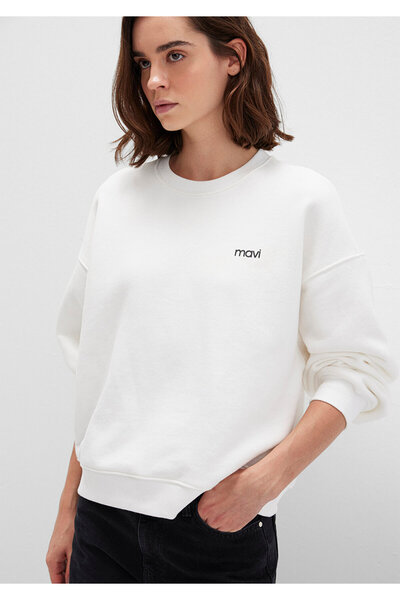 Mavi Logo Printed Ecru Sweatshirt 1S10490-70057