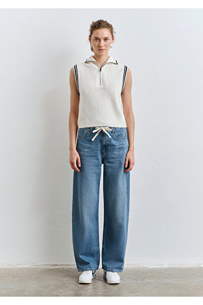 Mavi Semi-Zip Ecru Sweater Slim Fit / Slim Fit 1710698-70057