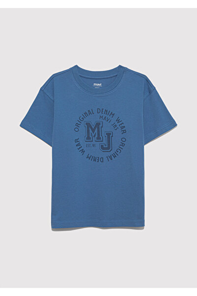 Mavi Tricou cu imprimeu cu logo MJ, croiala largi / largi, croiala confortabilă 6610395-83767