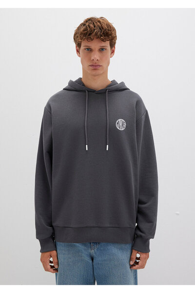 Mavi Mvjns Logo Printed Hooded Anthracite Sweatshirt 0611786-80106