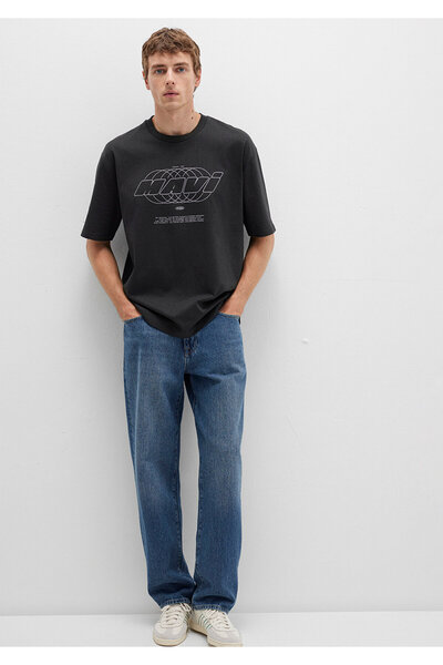 Mavi Printed Anthracite T-Shirt Relaxed Fit / Comfortable Cut 0612911-70090