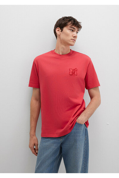 Mavi MJ bedrucktes rotes T-Shirt, Loose Fit / lockere, bequeme Passform 0612885-71079