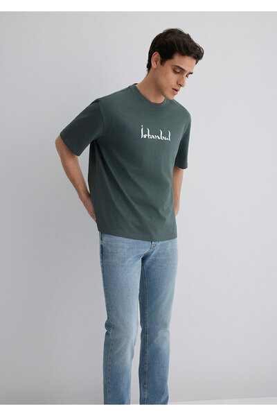 Mavi Ιστορία της Κωνσταντινούπολης Πράσινο μπλουζάκι με στάμπα Relaxed Fit / Άνετη εφαρμογή 0612999-71598