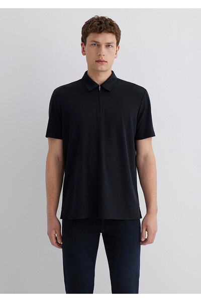 Mavi Μπλουζάκι μαύρο πόλο με ημι-φερμουάρ κανονική εφαρμογή / κανονική κοπή 0613007-900