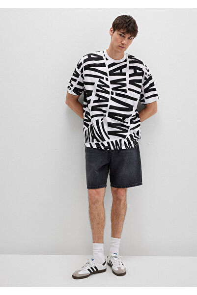 Mavi Λογότυπο εμπριμέ μαύρο μπλουζάκι Oversize / Wide Cut 0610629-900