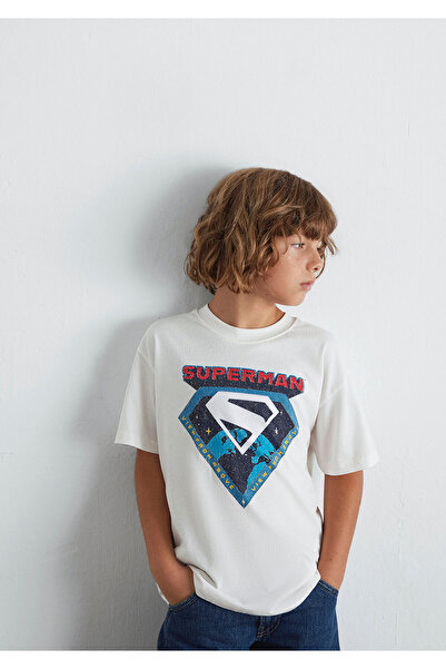 Mavi Superman Printed Ecru T-Shirt Loose Fit / Relaxed Fit 6610381-70057