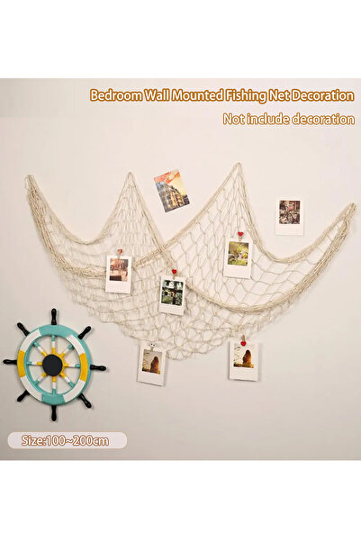 Choice زينة شبكة صيد طبيعية بيضاء كريمية مقاس 100 سم - 200 سم مع ديكور حفلات على شكل صدفة بحرية