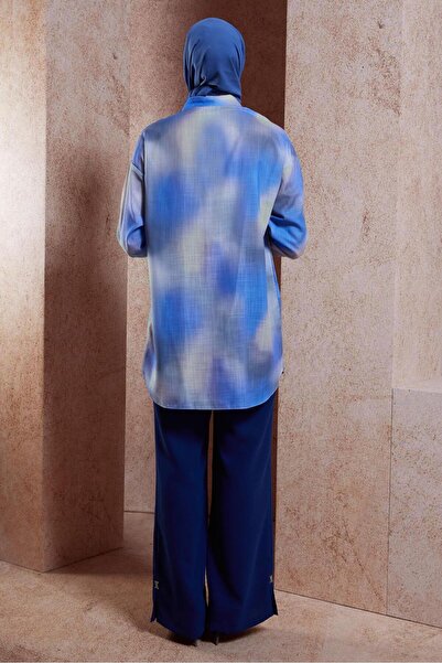 Alvina Brooch Detailed Linen Tunic 44627