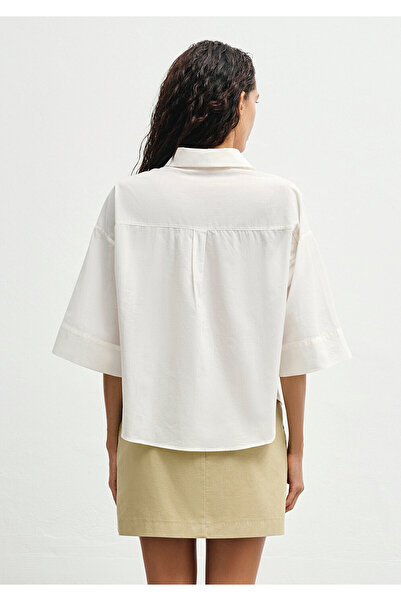 Mavi Ekru Gömlek Loose Fit / Bol Rahat Kesim 1211265-70057