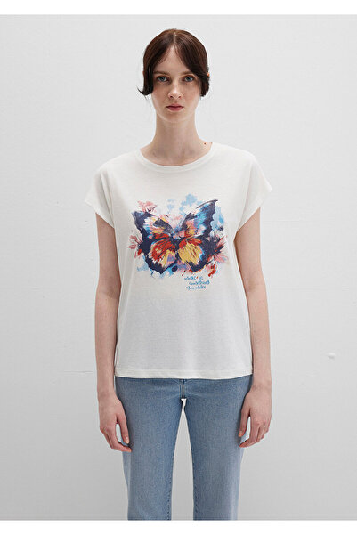 Mavi Tricou ecru cu imprimeu fluturi, croiala normala 1613457-80194