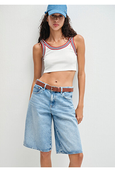 Mavi White Crop Athlete Crop / Short Cut with Piping Detail 1613435-70057