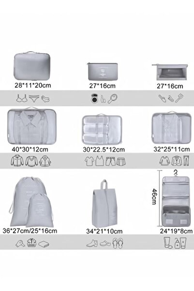 Generic 10 Set Packing Cubes for Suitcases, Travel Luggage Organizer, Travel Packing Kit with Clothes Storag